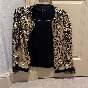 Art Class Gold and Black Sequin Blazer